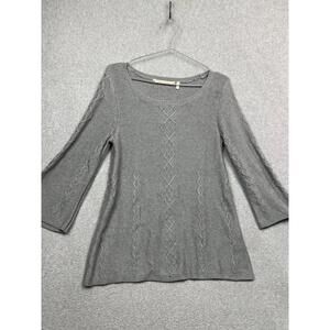 Soft Surroundings Womens Knit Sweater S Lagenlook Minimal Cable knit Gray Casual